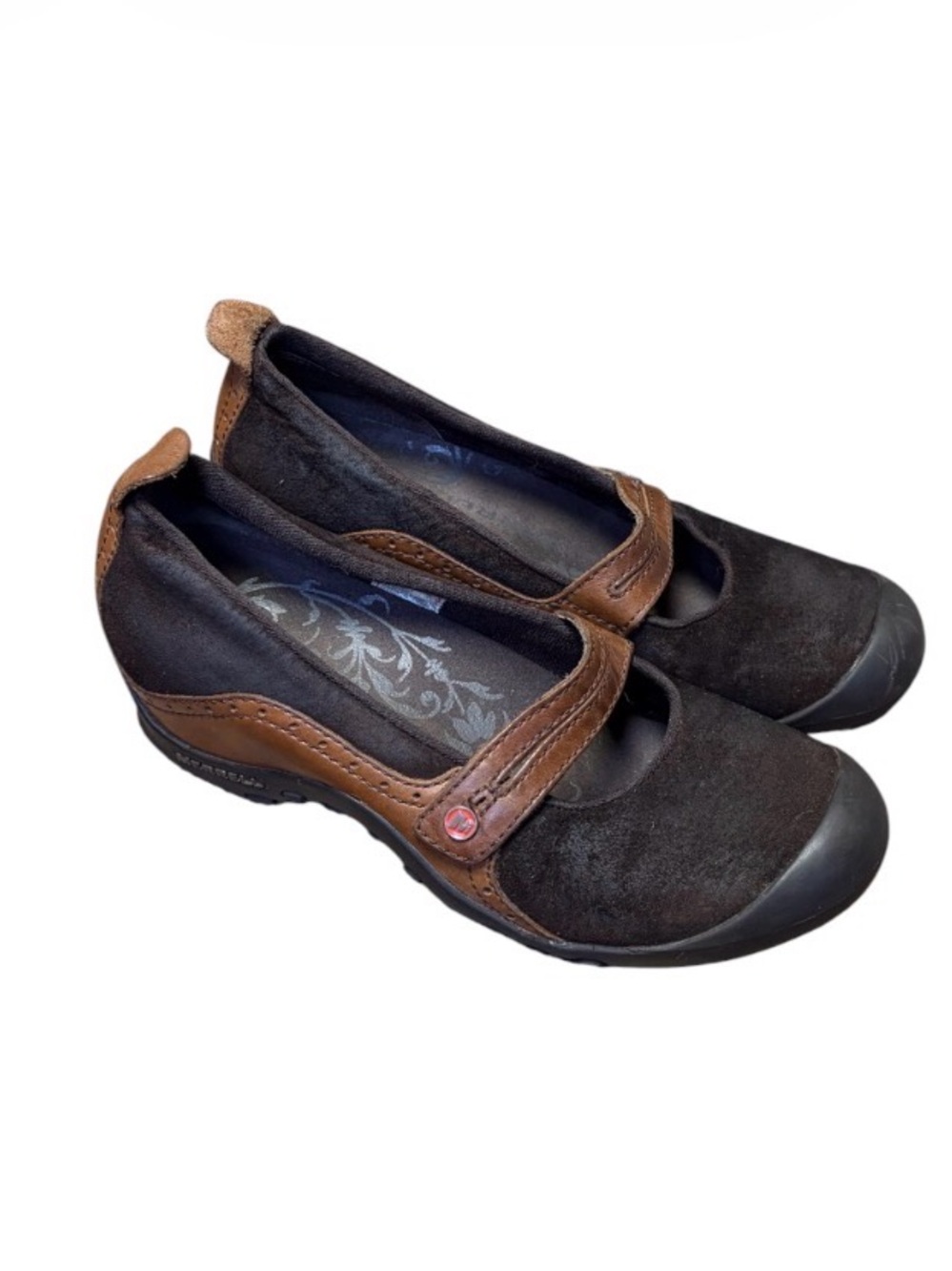 Merrell Mary Jane Shoes Plaza Bandeau Brown Leather Suede Womens 8